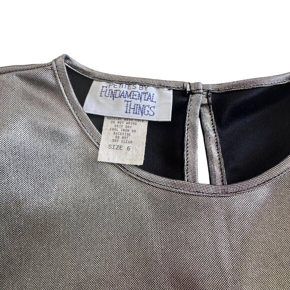 Petites by Fundamental Things Women's SS Metallic Top Made In USA, Size 6 - Picture 3 of 6